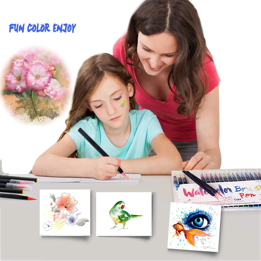 20 Kleur Aquarel Brush Pen Set Plus 1 Coloring Pen Makkelijk Wasbaar Tekening Schilderen Kalligrafie Belettering Art Kids F901