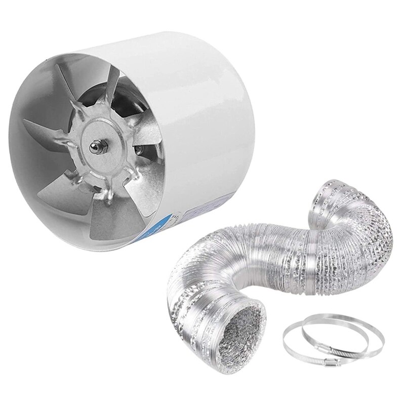 4 Inch Inline Duct Fan Air Ventilator Metal Pipe Ventilation Exhaust Fan Mini Extractor Wall Fan With Aluminum Ducting: Default Title