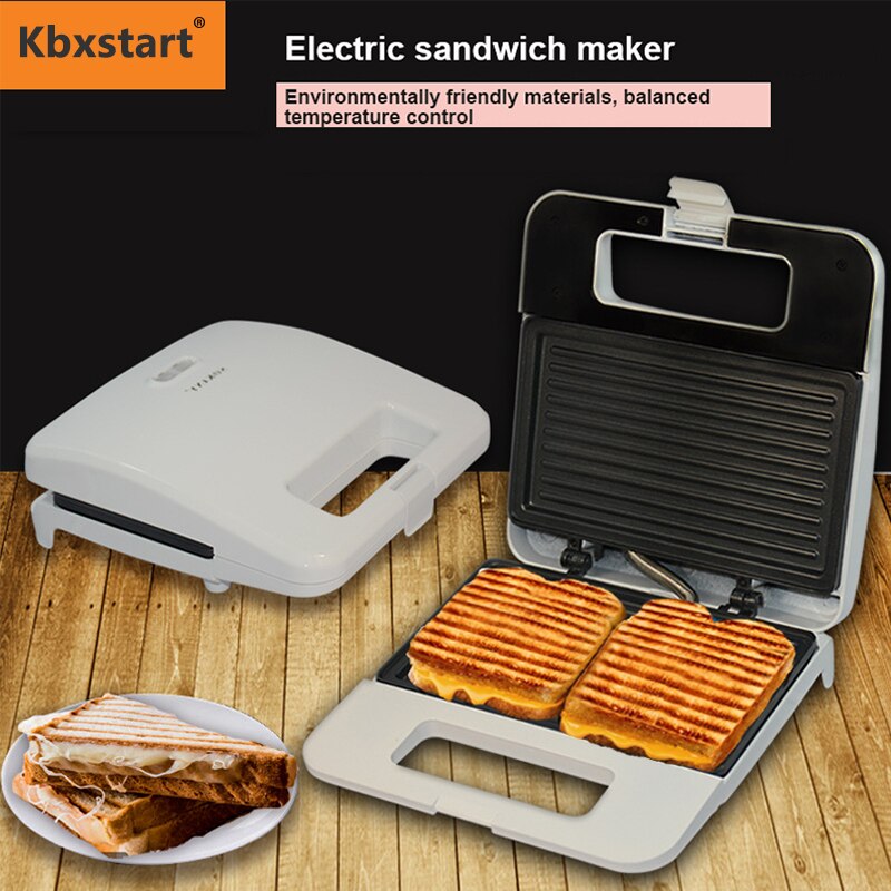 Kbxstart Elektrische Sandwich Maker Thuis Panini Ontbijt Machine 2 Stuks Van Constante Temperatuur Broodrooster non-stick Coating 220V
