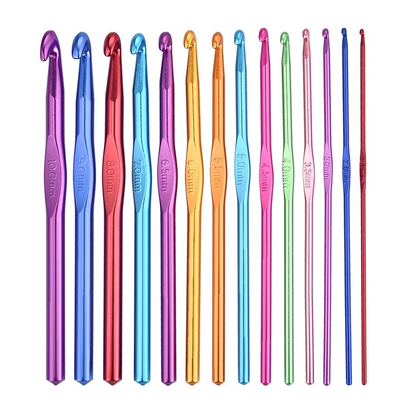 12Pcs Metaal/Houten/Plastic Handvat Haaknaald Breinaalden Set Haken Naald Tool Trui Breien Diy Ambachten: 12pcs-metal