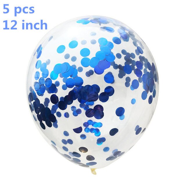 5 stk. 12 tommer konfetti latex ballon romantisk bryllupsdekoration helium luftkugler tillykke med fødselsdagsfest forsyninger: Blå