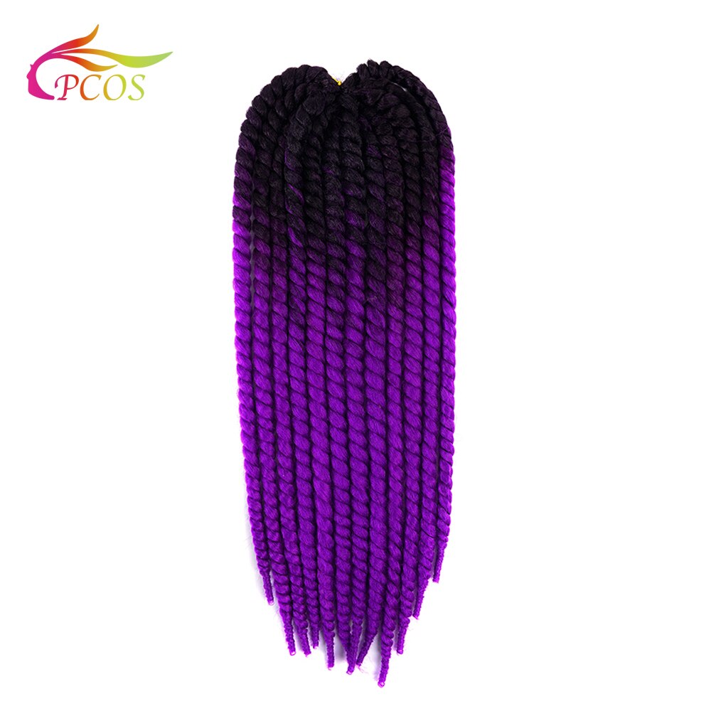 22'' Havana Mambo Twist Hair Crochet Braids Lots Color Ombre Synthetic Crochet Hair Dreadlocks Braid Hair Wig: Z5