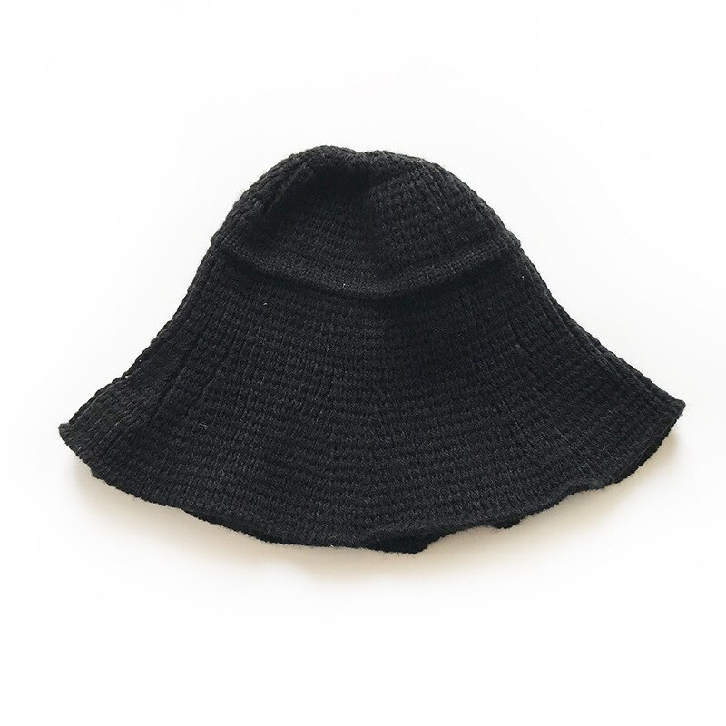 Baby Breien Kinderkleding Winter Populaire Kinderen Hoed Eenvoudige Concave Vorm Wollen Bassin Hoed Gebreide Cap: Black