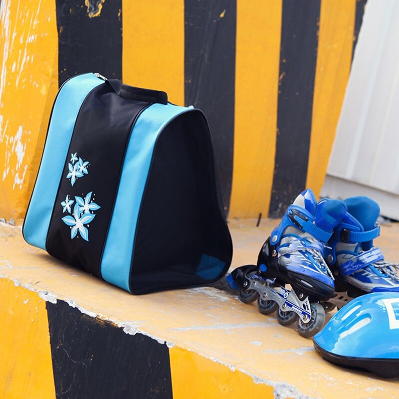 Bolsa Porta Patines Con Cremallera – De Tela Oxford, Tamaño 61x36x17 Cm, Para Patines De Hielo Y Roller (color Azul Hielo)
