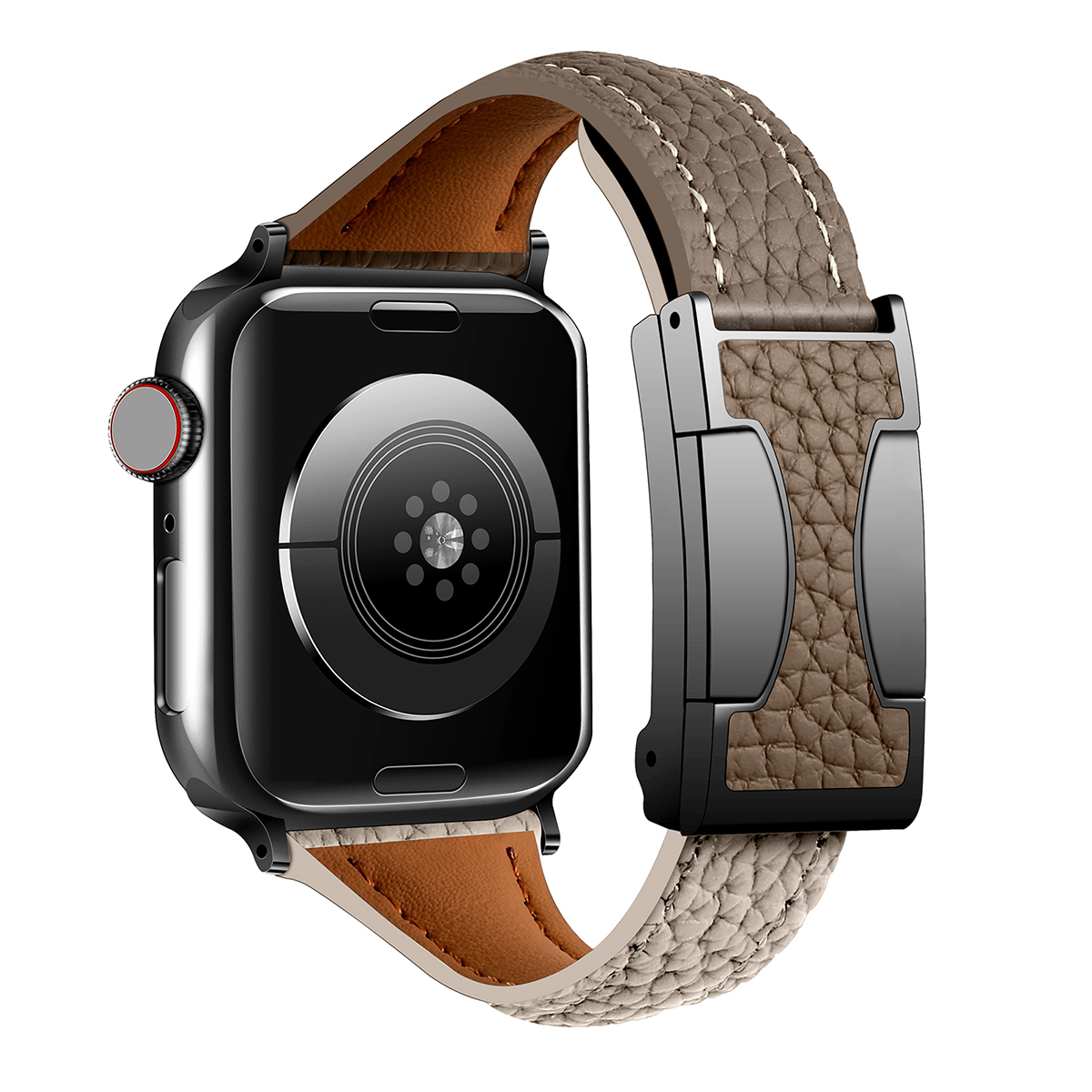 Læderrem til apple watch 10 9 8 46mm 42mm 41mm 44mm 45mm 40mm magnetisk urrem til kvinder, armbånd, iwatch 7 se 6 5 4: Lysebrun / 12mm