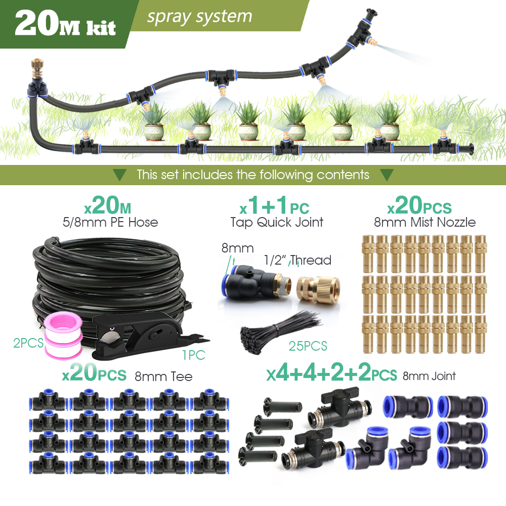 Outdoors Garden Adjustable Brass Nozzle Atomizer Kit 5/8mm Hose Nebulization Humidification Cooling Watering System Lawn Spray: Red