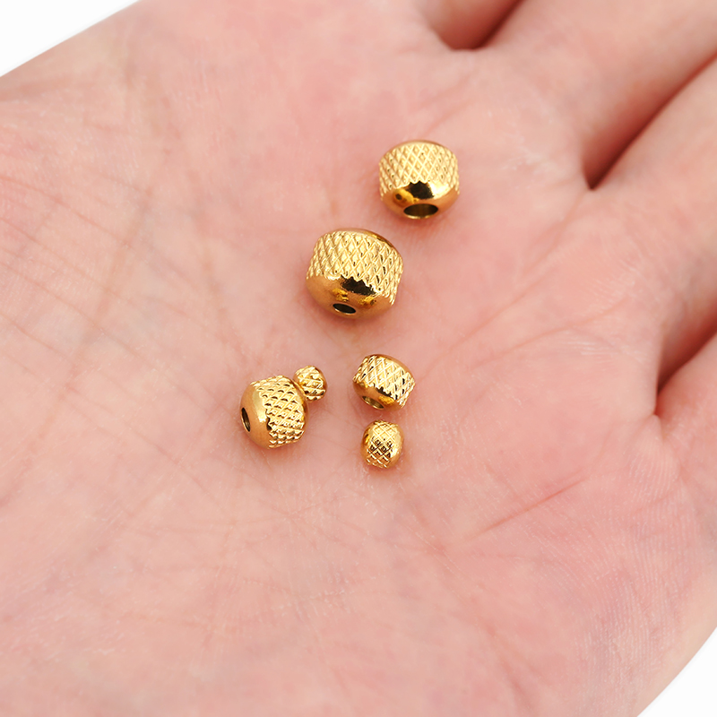30pcs 3/4/5/6/7/8mm Stainless Steel Beads Gold Color Ridged Cyclinder Tube Spacer Loose Beads for Jewelry Making DIY Findings