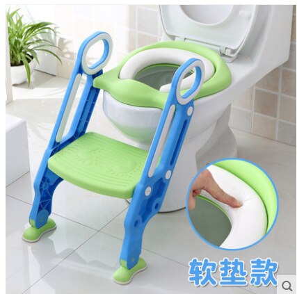 Kinderpotje opvouwbaar toilet stoeltje opstapje kinderpotje kindertoiletten met verstelbare ladder kinderpotje: Groen een