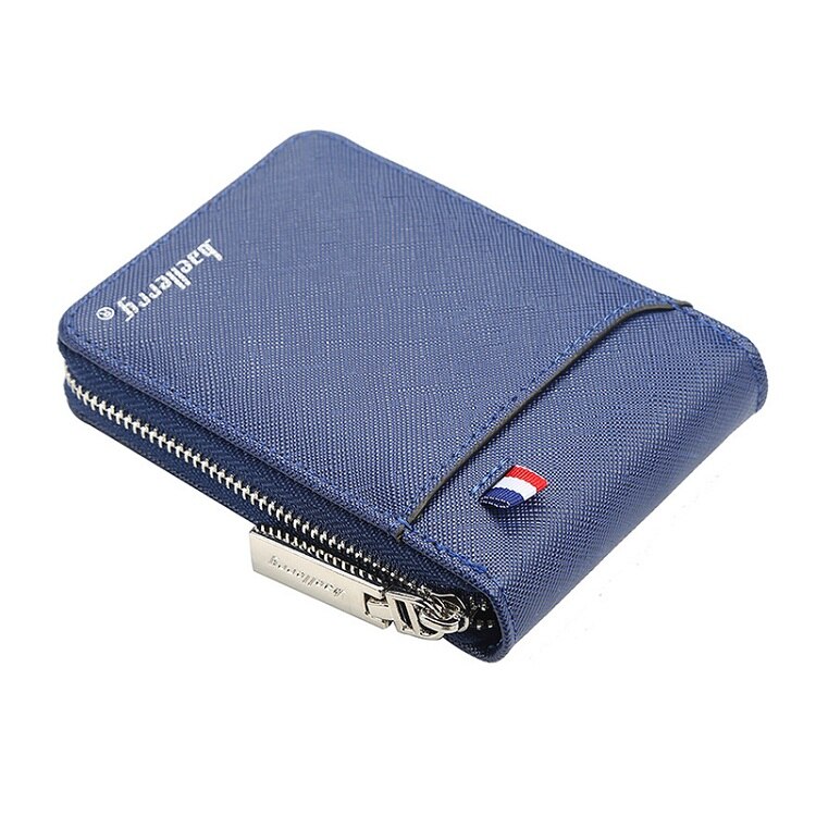 Baellerry heren leren portemonnee met rits, kaarthouder, bankpashouder, muntvakje, portemonnee, rijbewijs, creditcard, clutch,  xb06: Blauw