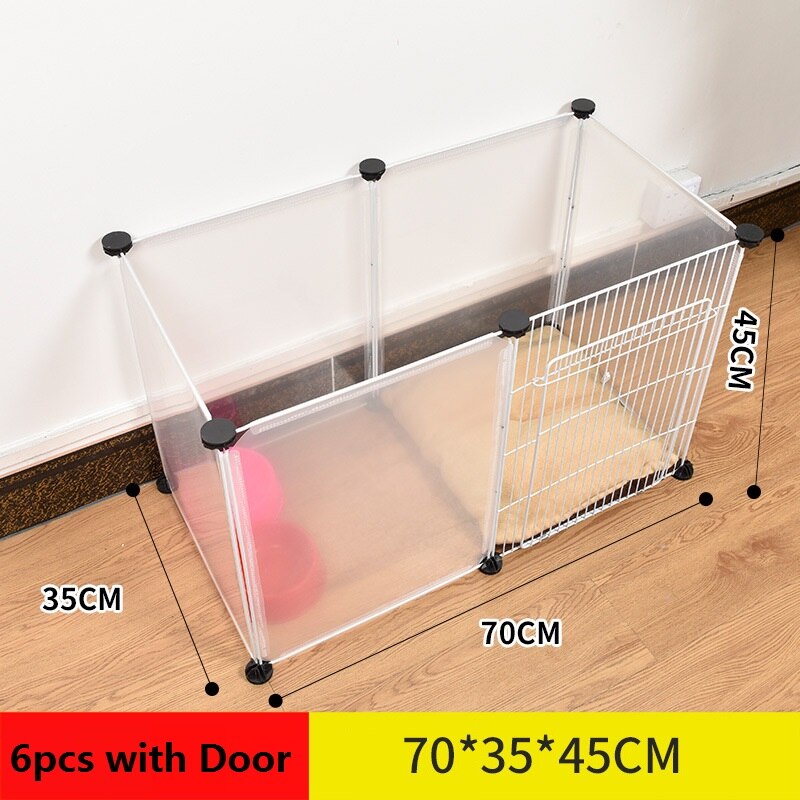 DIY ogrodzenie dla zwierząt 45*35cm plastikowa sieć klatka dla psa hodowla dowolna kombinacja ogrodzenia dla psów dom dla szczeniaka zwierzęta domowe są małe zwierzę klatka dla królika psia buda: 6szt z Door