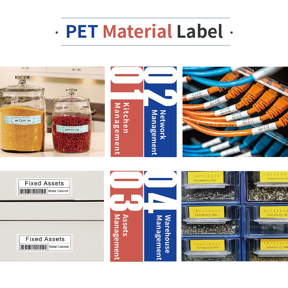 Self-Adhesive Label Tape Self-Laminating Labels Replacement Label Maker 0.24 Inch(6mm)x27.9 Feet(8.5m) Waterproof and Oil-Proof