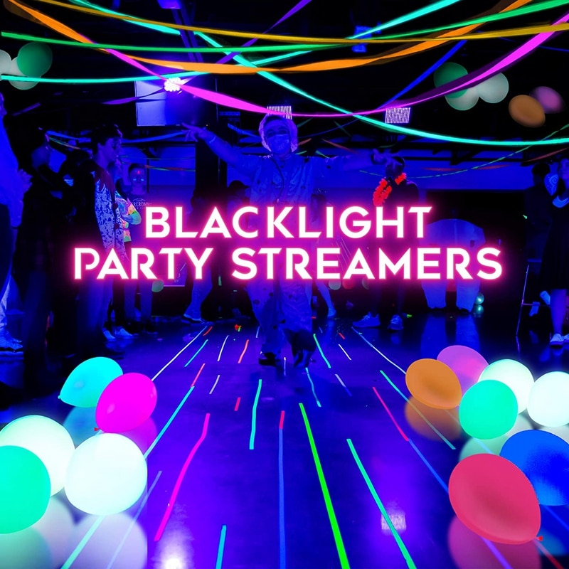 Party Ribbon Decoration-Neon Crepe Paper-Black Light Party Supplies and Accessories Fluorescent-8 Packs