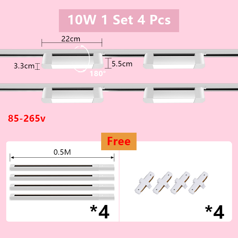 Nowoczesny minimalistyczny tor doprowadziło z długim oświetleniem szynowym montowane na powierzchni regulowany oświetlenie dekoracyjne domowy i komercyjny: Ciemny fioletowy / czarny