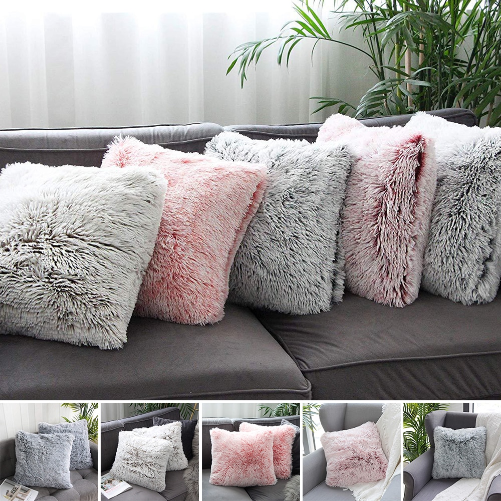 Varmt plysj furry putetrekk putetrekk dekorativt putetrekk hjem soverom sofa innredning hjemmeinnredning 45 x 45cm
