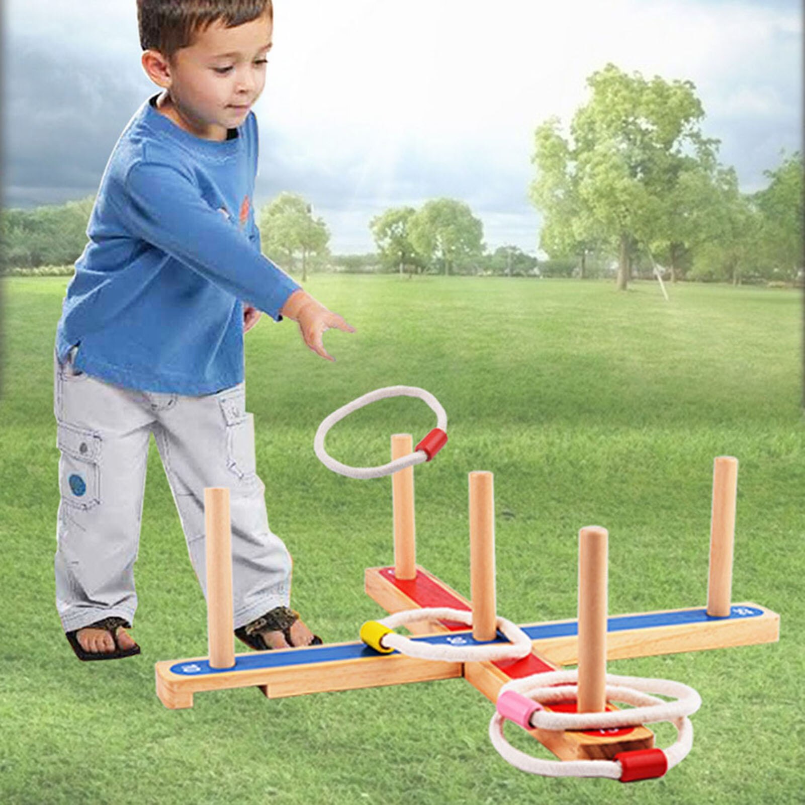 Draagbare Outdoor Speeltuin Houten Frame Ring Gooien Yard Game Houten Gooien Ring Game Speelgoed Set Cadeau Voor Kinderen