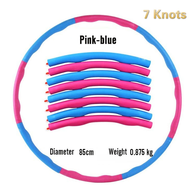 6/7/8 Knots Sport Equipment Fitness Hoop Detachable Foam Ring Adult Gymnastic Circle Thin Waist Exercise Hoop: Clear