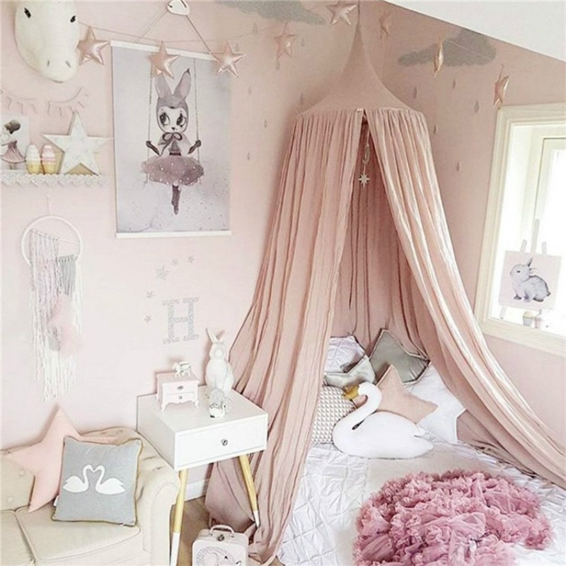 Lovely Baby Mosquito Net Photography Props Baby Room Decoration Home Bed Canopy Curtain Round Crib Netting Baby Tent Infant