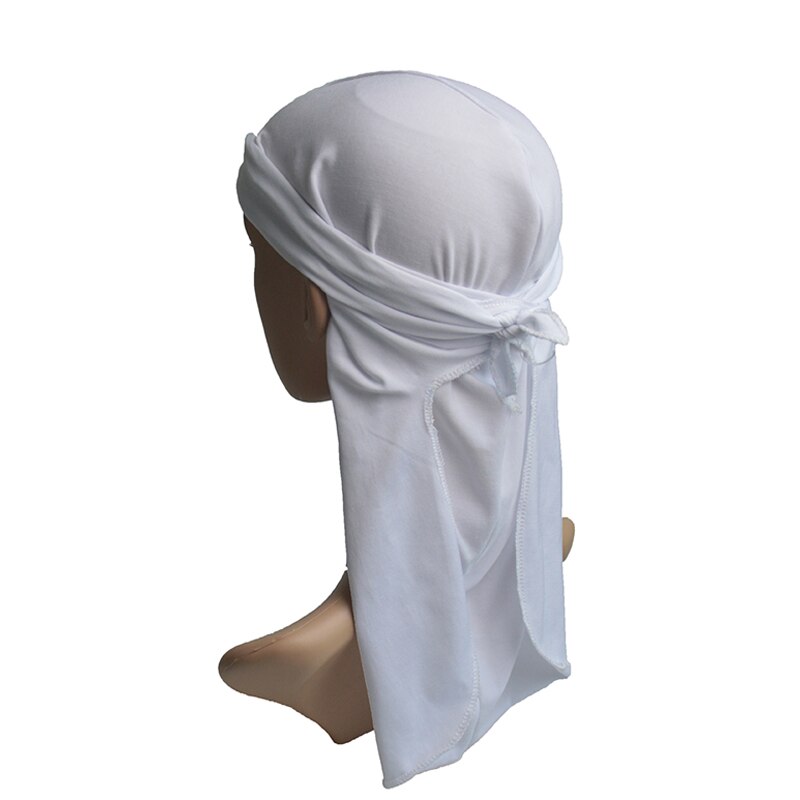 1pc mænds pandebånd elastisk fest lang blød justerbar biker hoved wrap kraniet cap spandex 6 farver behagelig: Hvid