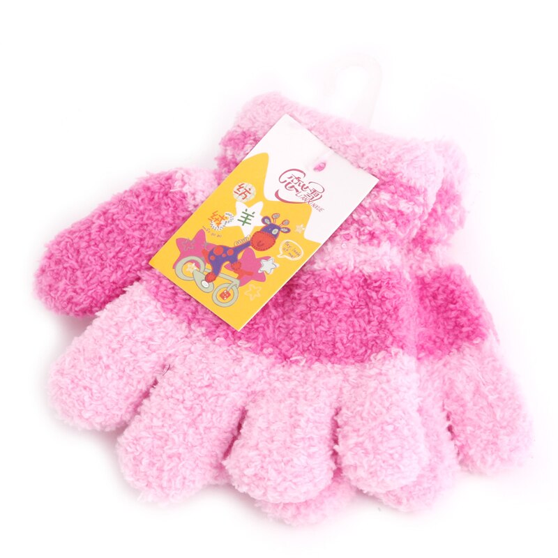 Leuke Baby Baby Kid Volledige Vinger Warme Winter Handschoenen Peuter Knit Rainbow Wanten