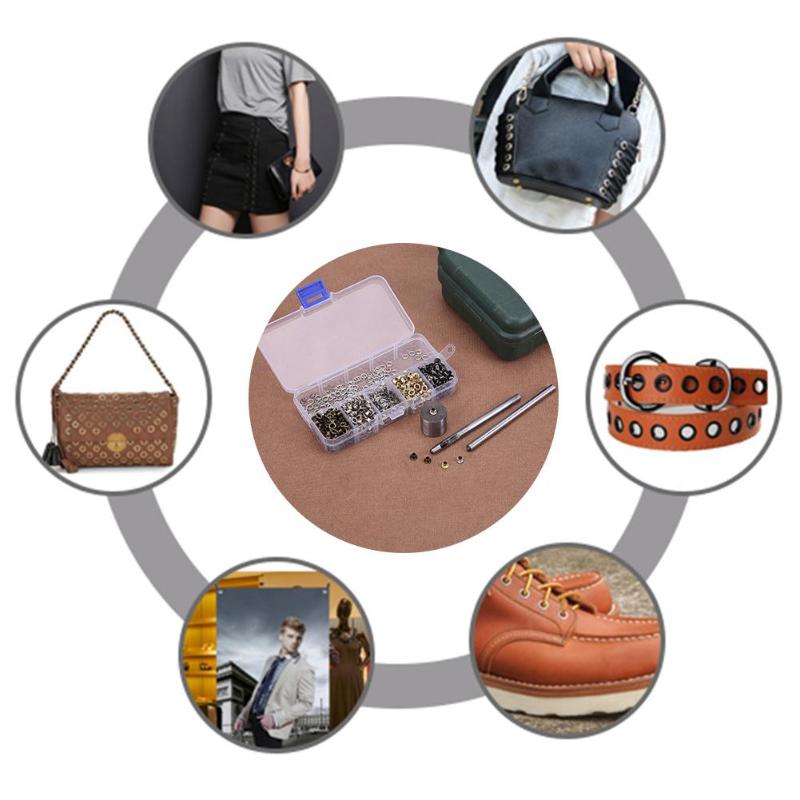 Metall ögla set läder hantverk reparation grommets scrapbooking gör det själv läder hål kläder tillbehör med hand knackning verktyg