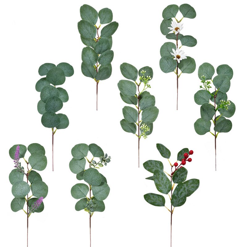Simulation Eucalyptus Leaves Mini Simulation Eucalipto Single Artificial Leaf Plants Wedding Shooting Prop Home Party Decor
