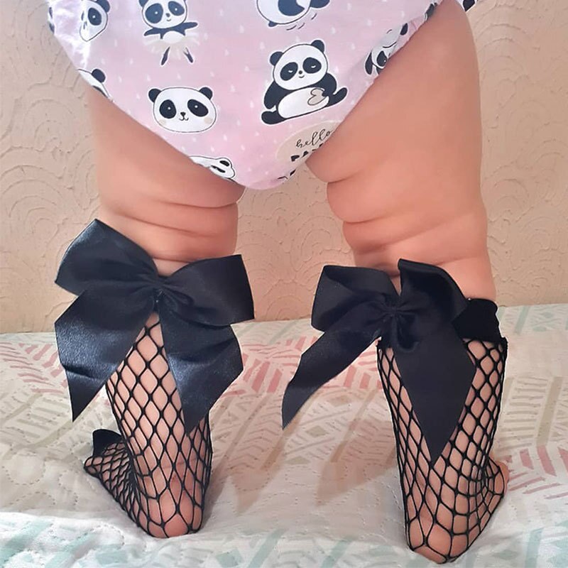 Mode Baby Meisje Mesh Sokken Met Grote Boog Zomer Katoen Ademend Zwart Wit Leuke Peuter Kids Sokken 1-5Y