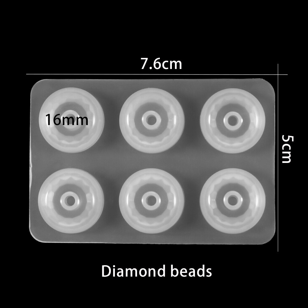1Pc Platte Bal Kralen Epoxyhars Mallen Big Hole Bead Siliconen Mal Fit Voor Ketting Armband Diy Hars Sieraden maken Accessoires: Diamond 16mm