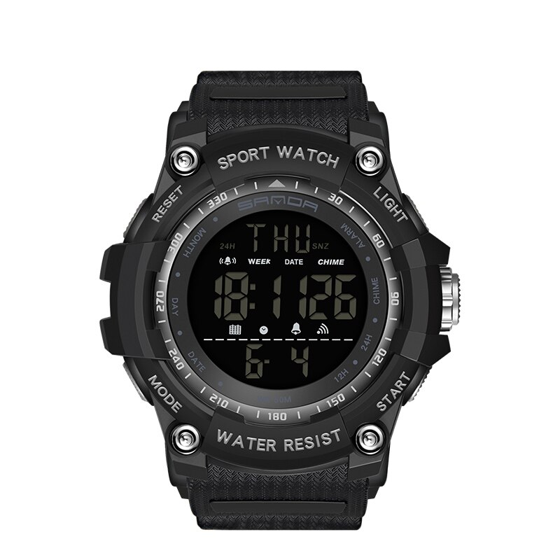 Top Horloge 50M Waterdicht Heren Horloges Stopwatch Quakeproof Digitale Horloge Mode Man Sport Klok Sanda Horloges: black