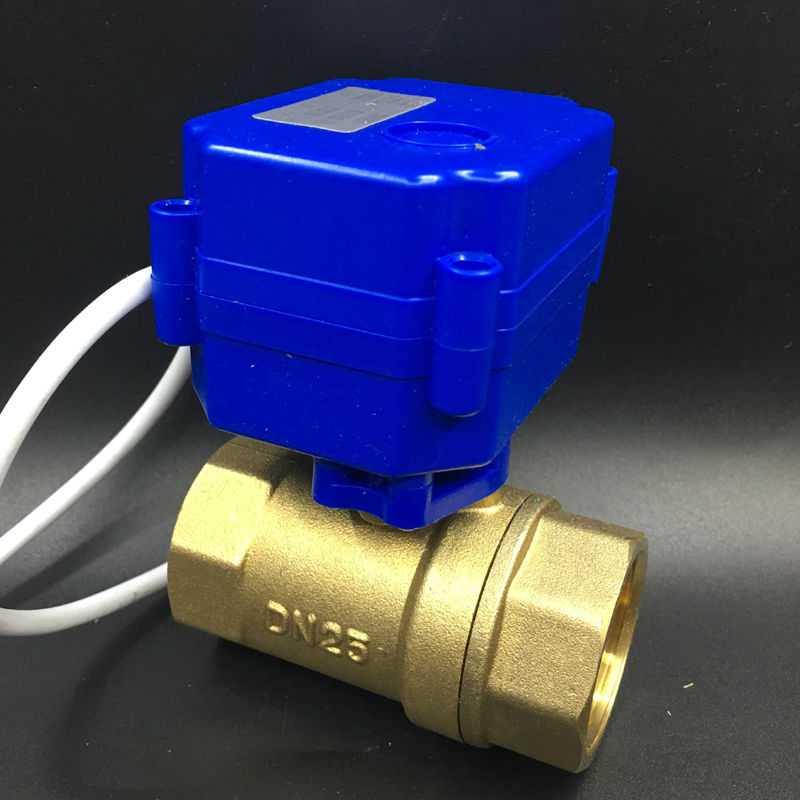 Brass DN25 Electric Actuator Valve Two Port BSP 1&#39;&#39; Motorised Ball Valve DC12V 2/3/5 Wires For Fan Coil Heating Water System