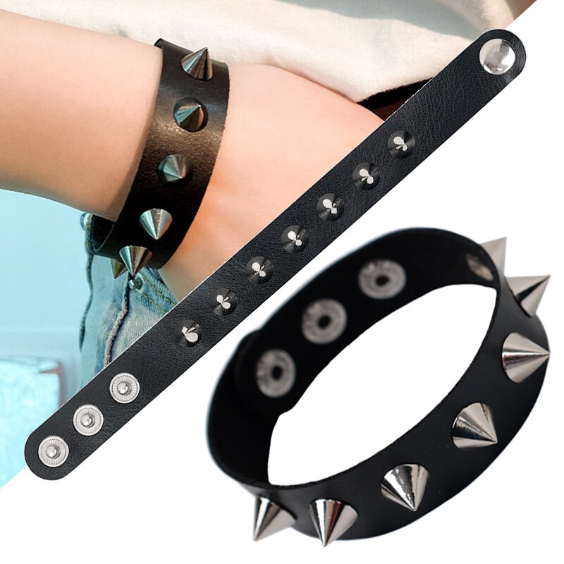 Spikes Klinknagel Stud Brede Manchet Pu Lederen Punk Gothic Rock Unisex Lederen Armband Bangles Polsband Mannen Unisex Sieraden