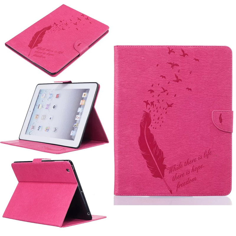 PU Leather Flip Case for Apple iPad 2/3/4 - Shockproof Wallet Stand Cover with Card Slots: Rose