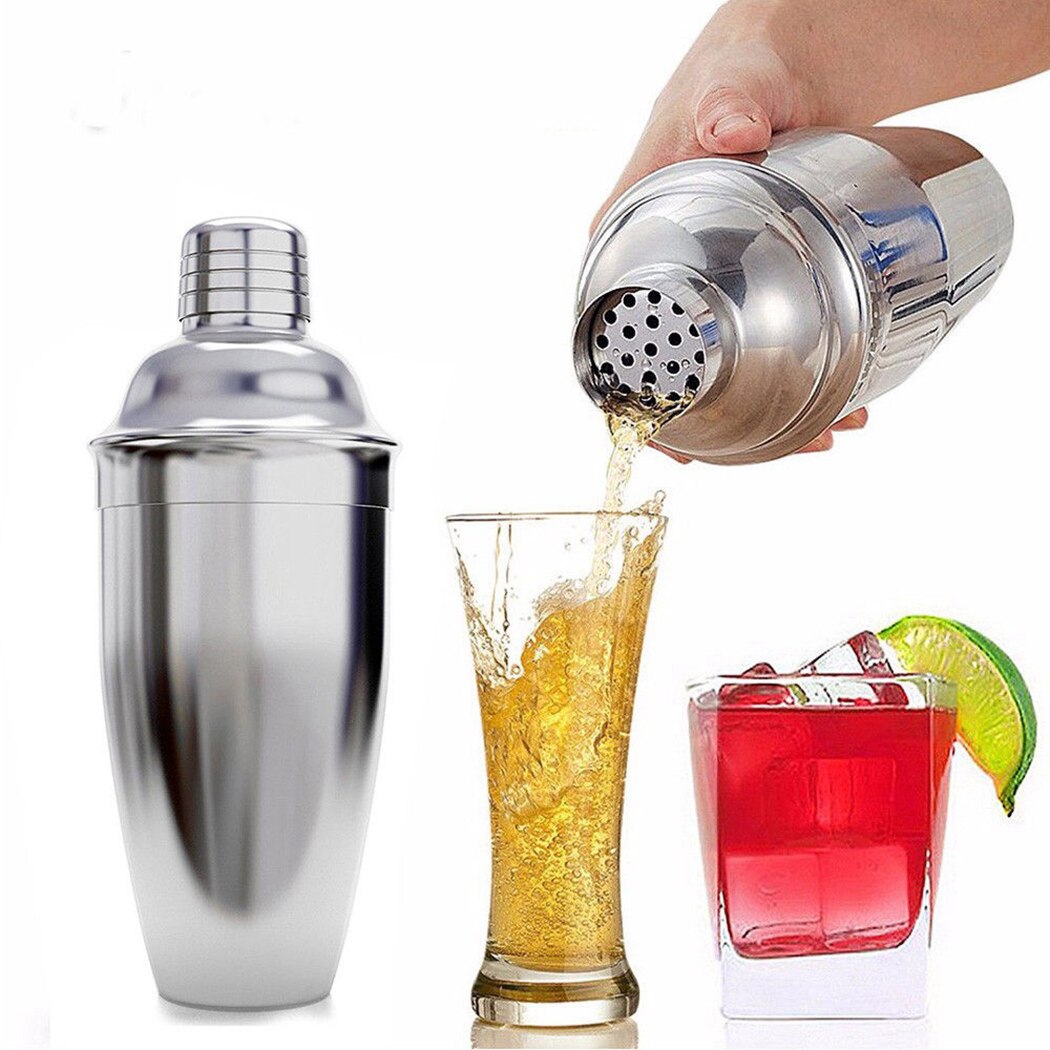 Kit de Bar en acier inoxydable | Ensemble de secoueurs à Cocktail 700ML jeu d'outils de Bar avec cuillère à mélanger Muddler 4 pièces