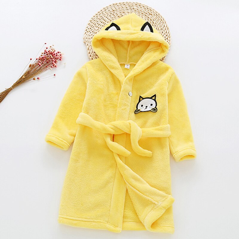 Høst vinter badekåpe til låve hette kappe nydelig katt langermet baby gutt badekåpe nattøy til 2-7 år låve pyjamas