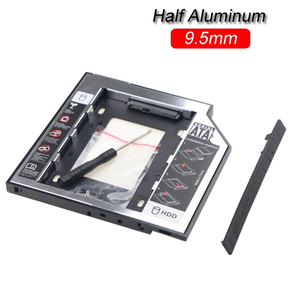 Harde Schijf Caddy Lade 2.5 Inch Universele Sata 2nd 9.5Mm 12.7Mm Ssd Hdd Frame Vervanging Caddy Tray Behuizing voor Laptop Pc: Half Aluminum 9.5mm