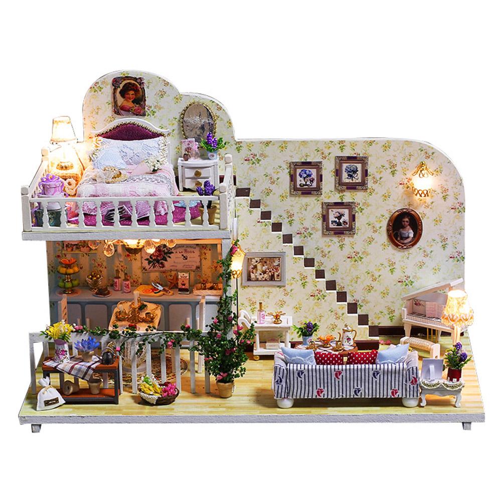 Puppe Haus DIY Miniatur Puppenhaus Modell Holz Spielzeug Möbel Puppen Häuser Spielzeug Für Childred Geburtstag Casa De Boneca: Kaffee