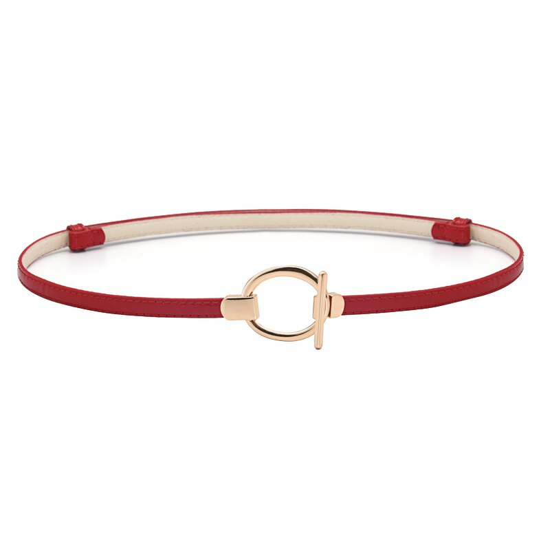 Cinturones finos con hebilla dorada para mujer, cinturón ajustable de cuero PU para vestido, centure femenino