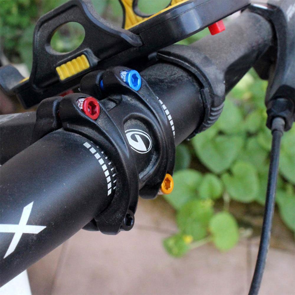 Parafusos coloridos para guidão de bicicleta mtb, 4 unidades, 7075 liga de alumínio, m5 * 17mm, parafusos de elevação da haste para ciclismo acessório
