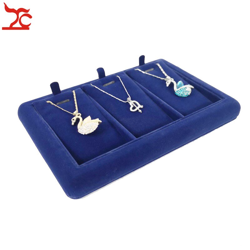 Velvet Jewelry Display Holder Blue Ring Necklace Bracelet Jewelry Organizer Storage Stand Engagement Jewelry Counter Showcase