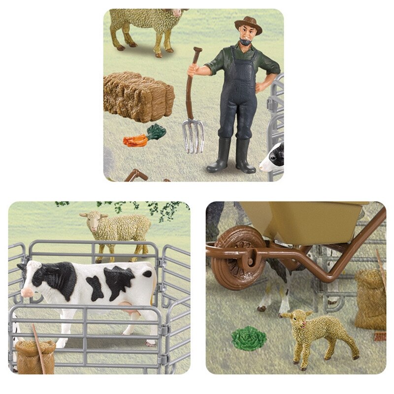 Pretend Play Simulatie Boerderij Dier Mini Boer Corral Hek Paard Stabiele Quad Bike Trailer Ranger Kinderen Speelgoed