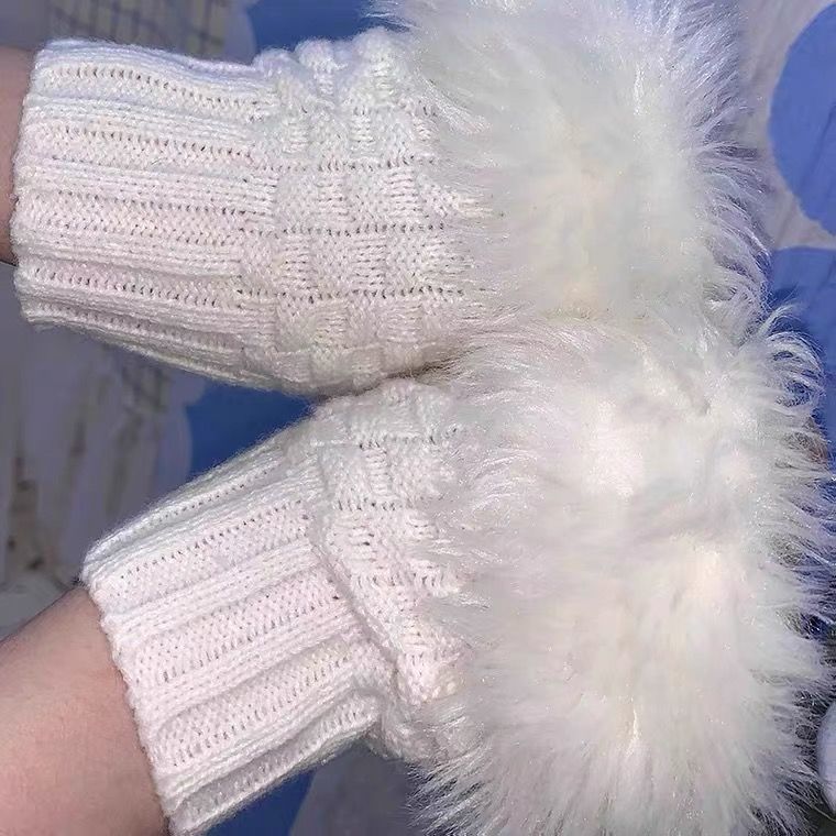 KOSAHIKI – chauffe-bras en fausse fourrure pour femme, accessoires Kawaii, doux et élastique, idéal pour l&#39;hiver, idéal pour les poignets, T2k: WHITE