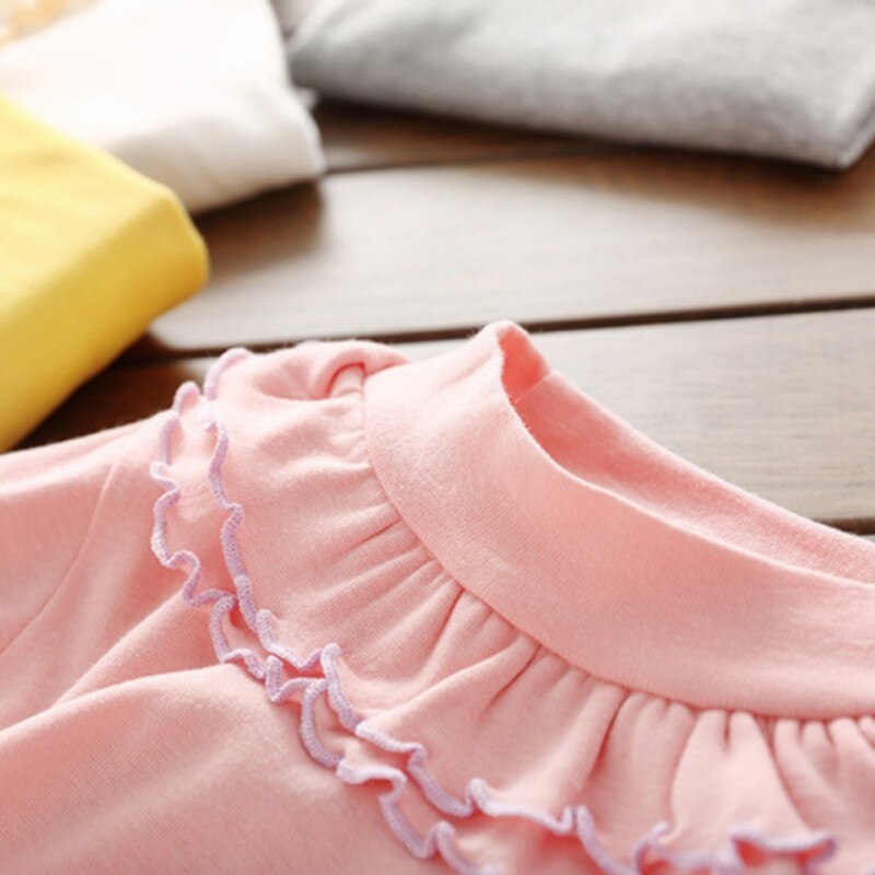 Lente Zomer Baby Meisjes Mode Lange Mouwen Effen Shirt Kinderen Kind Overhemd Top Katoenen Kleding Meisje Dieptepunt Shirt