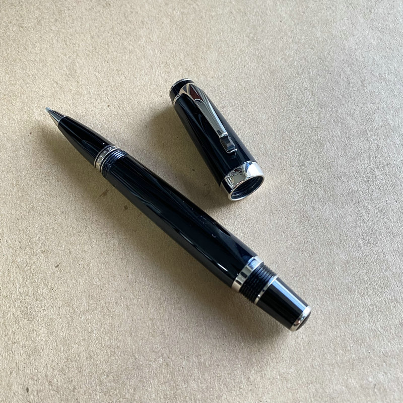 Bolígrafo MB bohemio para escritura de negocios, bolígrafos estilográficos de resina negra con Clip de cristal, suministros de oficina: Transparente