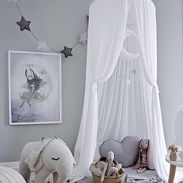 Ins Nordic tent Chiffon baby mosquito net dome hanging decoration bed net tent bed curtain children room decoration