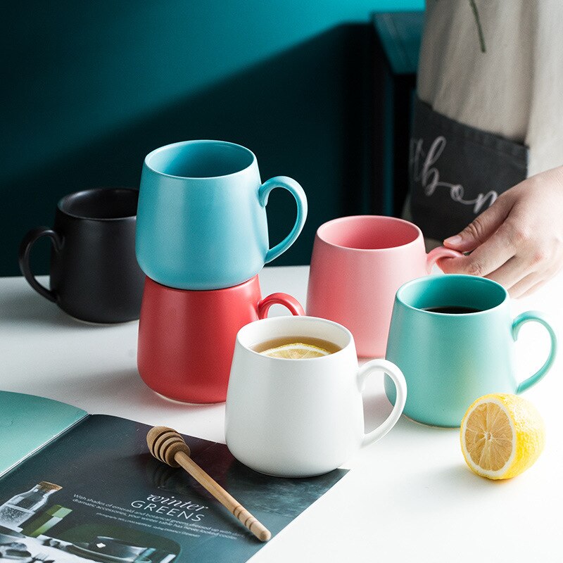 Keramisk kaffemugg matt ren färg kaffemuggar tumbler kopp te mjölk latte porslin nyhet tumblers söta koppar