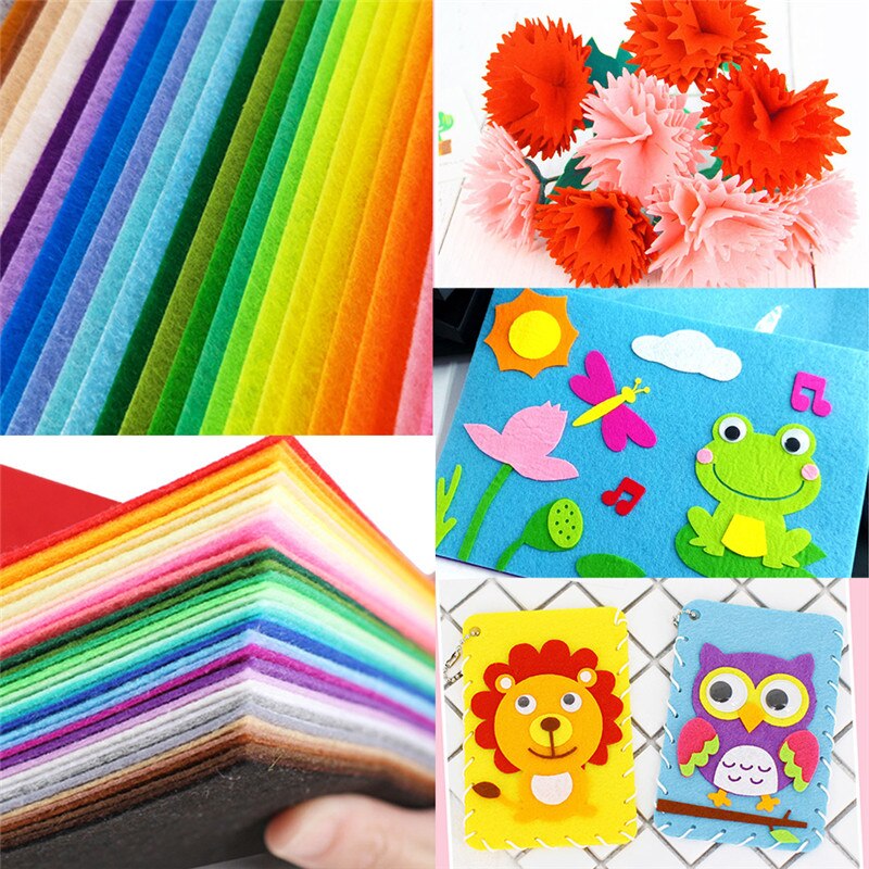 Tela de fieltro de costura no tejida para niños, paquete de tela de retales para álbum de recortes, manualidades de costura DIY, 40 piezas, 10x10cm
