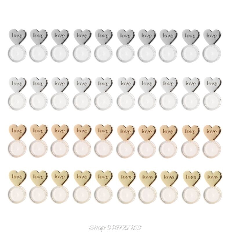 10Pcs Hart Liefde Magie Oorbel Lifters Oorbel Liften Backs Verstelbare Hypoallergeen Oorbel Noten Oorlel N27 20