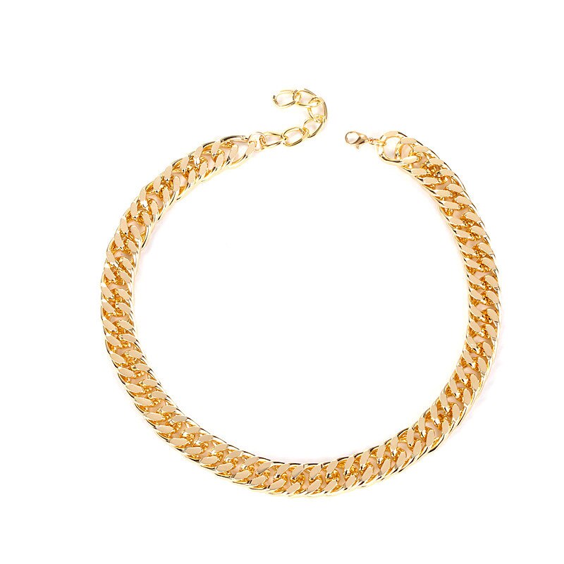Collier chaîne en métal, Punk, exagéré, pour hommes et femmes, Simple, minimaliste, collier épais, bijoux de fête: Gold