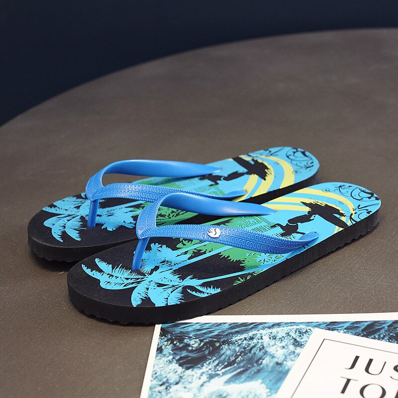 Chanclas de verano a la antideslizantes para Hombre, zapatillas negras de cocotero, zapatos de playa informales transpirables para exteriores, Sandalias para Hombre: Azul / 40