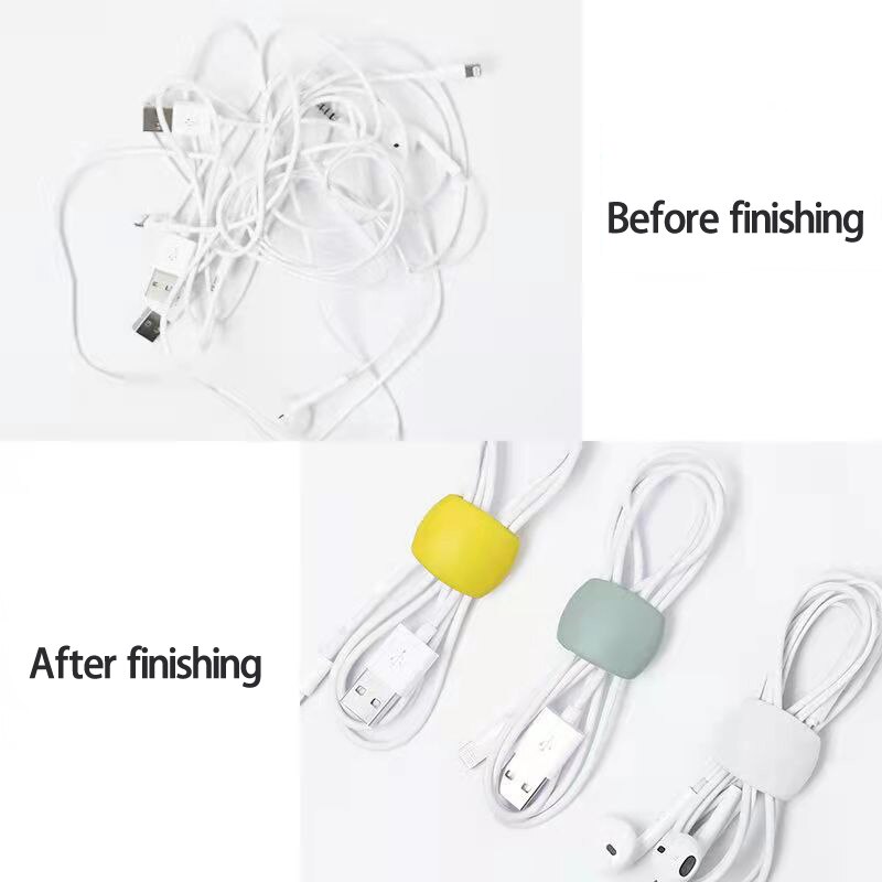 4Pcs Kabelhaspel Siliconen Kabel Organisator Vaste Clip Wire Binding Data Draad Tie Management Data Lijn Sorteren Gesp Voor iphone
