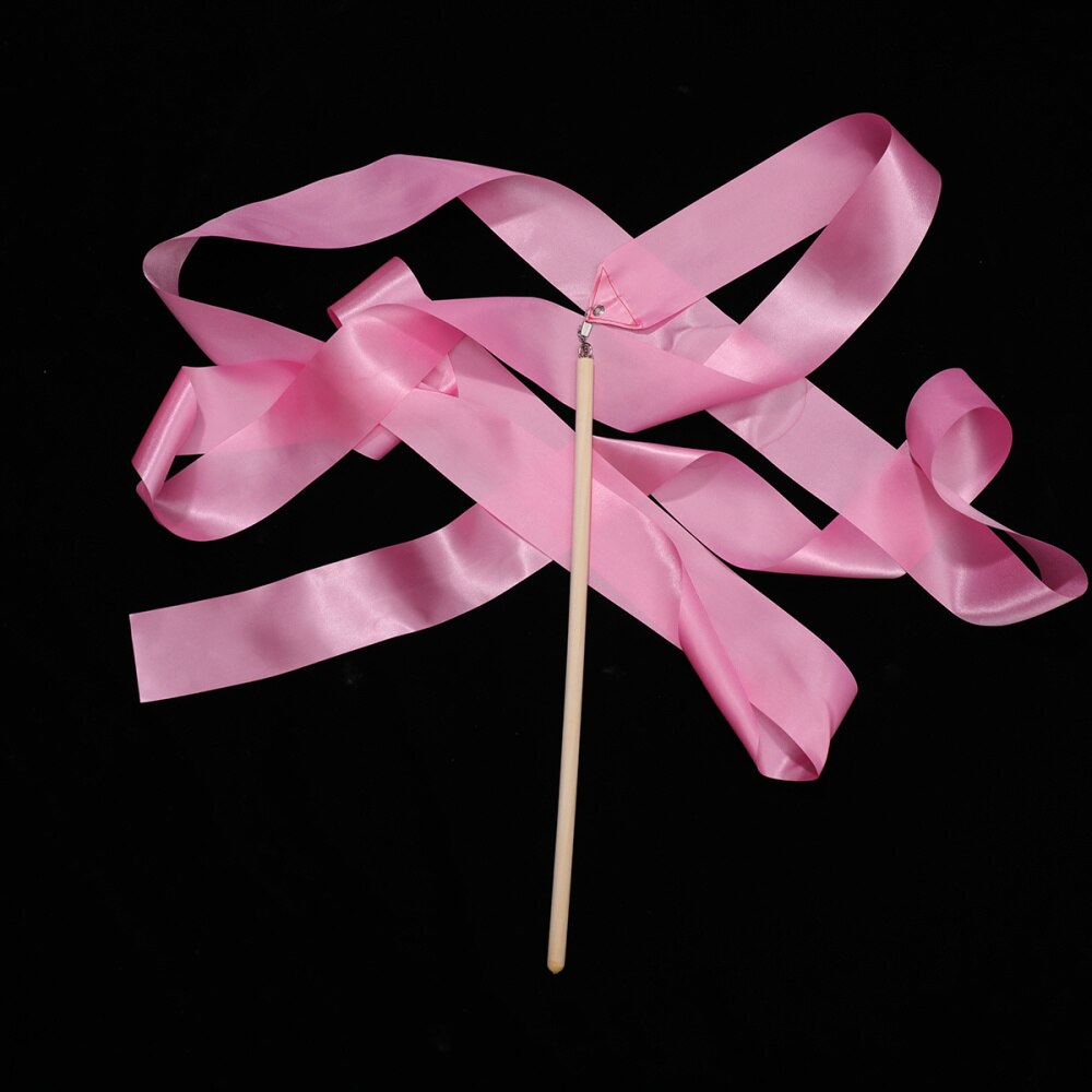 2Pcs 2m Colorful Rhythmic Gymnastics Ribbon Dancing Gymnastics Ribbon Dancing Streamers for Kids Children (Red): Pink 1